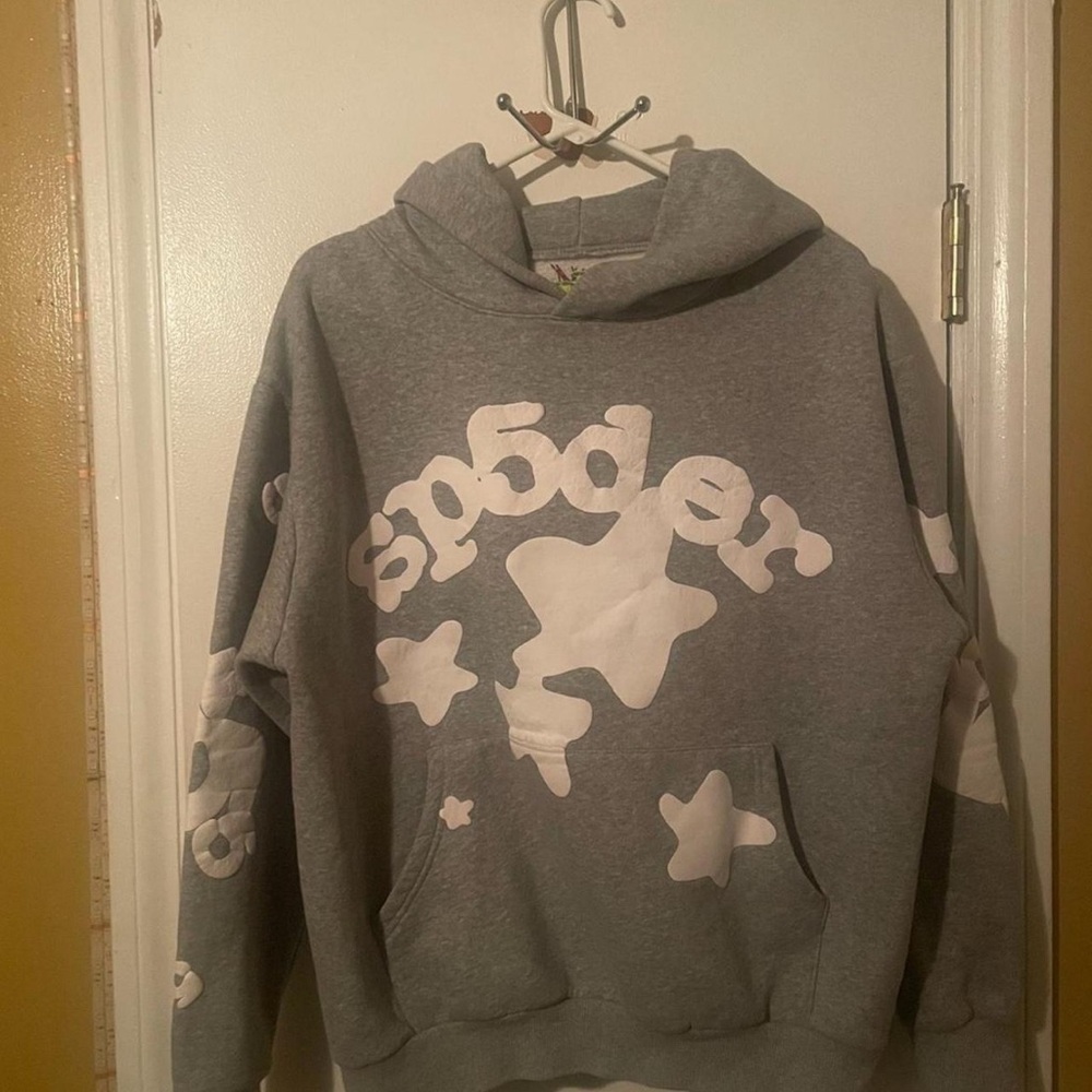 Gray Hoodie with White Star Design